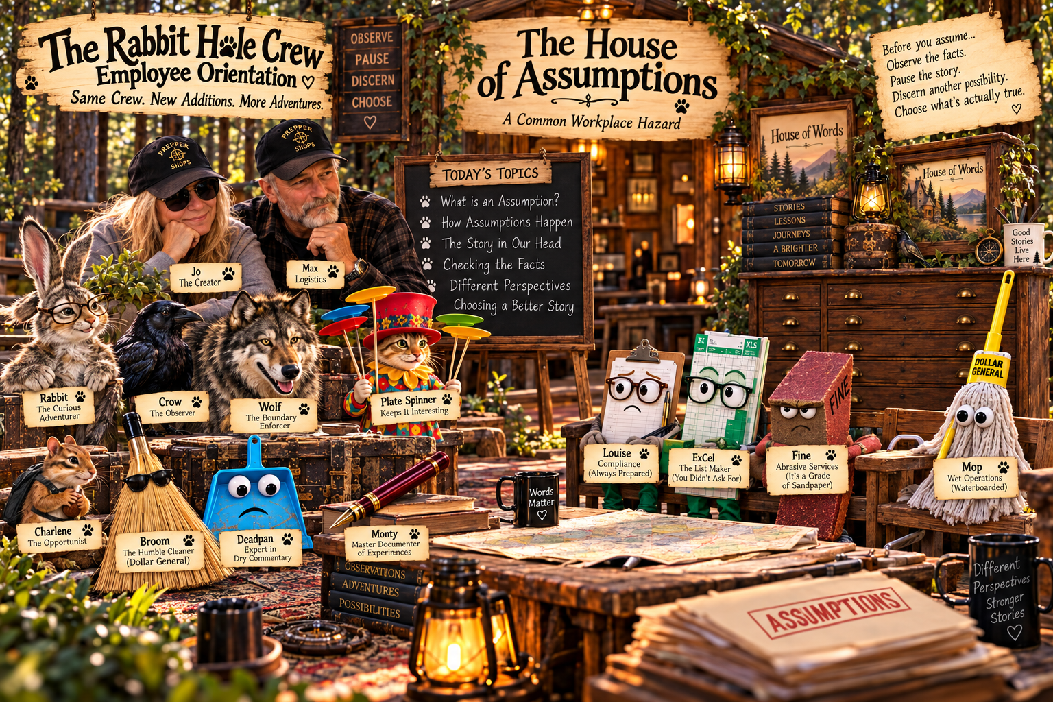 The Rabbit Hole crew attends orientation at the House of Assumptions