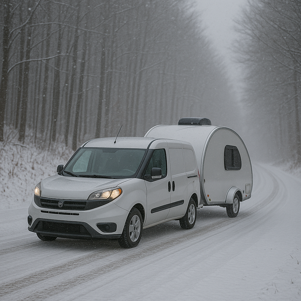 Solo woman traveler and camper ready to begin the road ahead