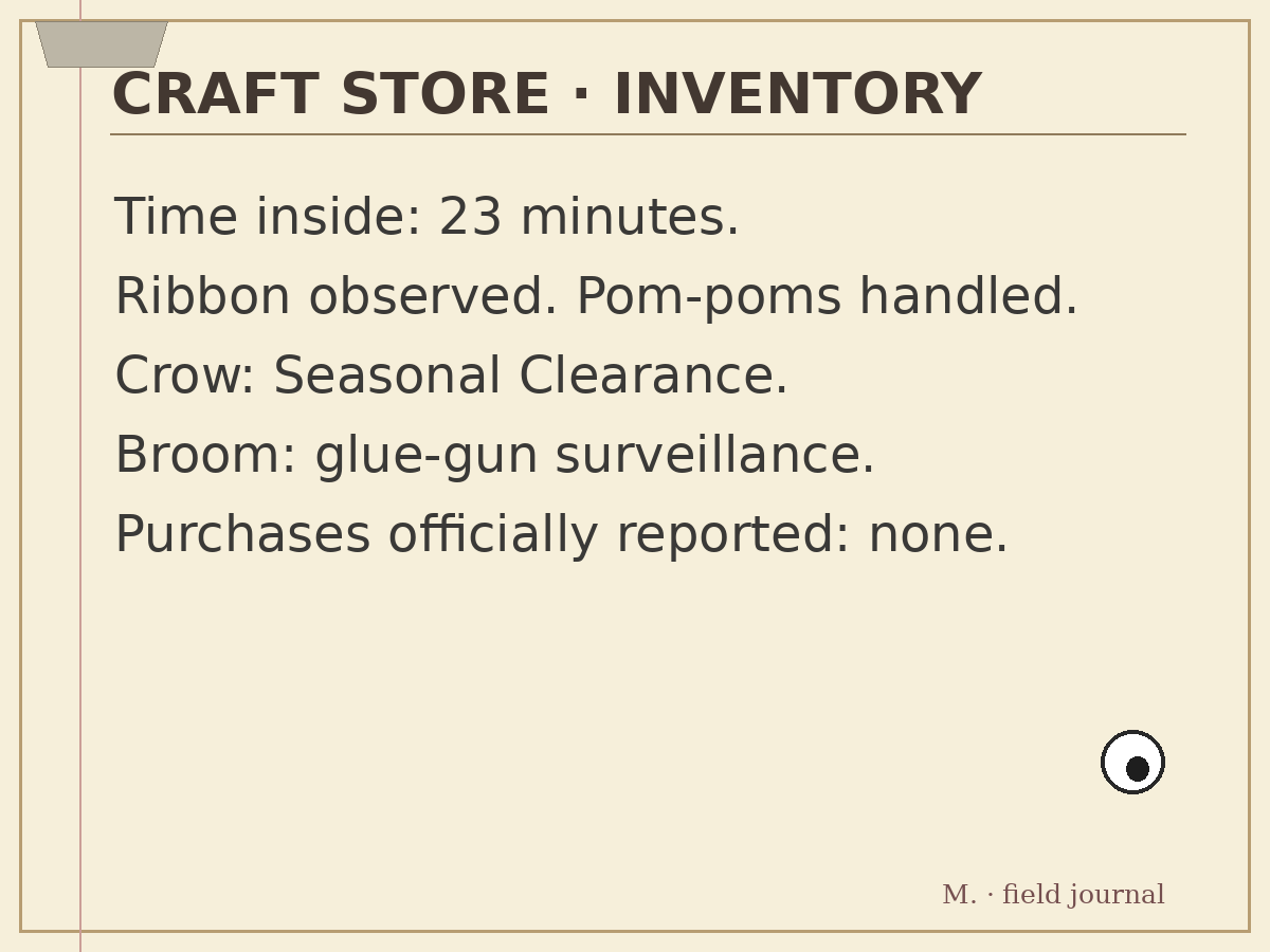 Monty's precise field document: craft