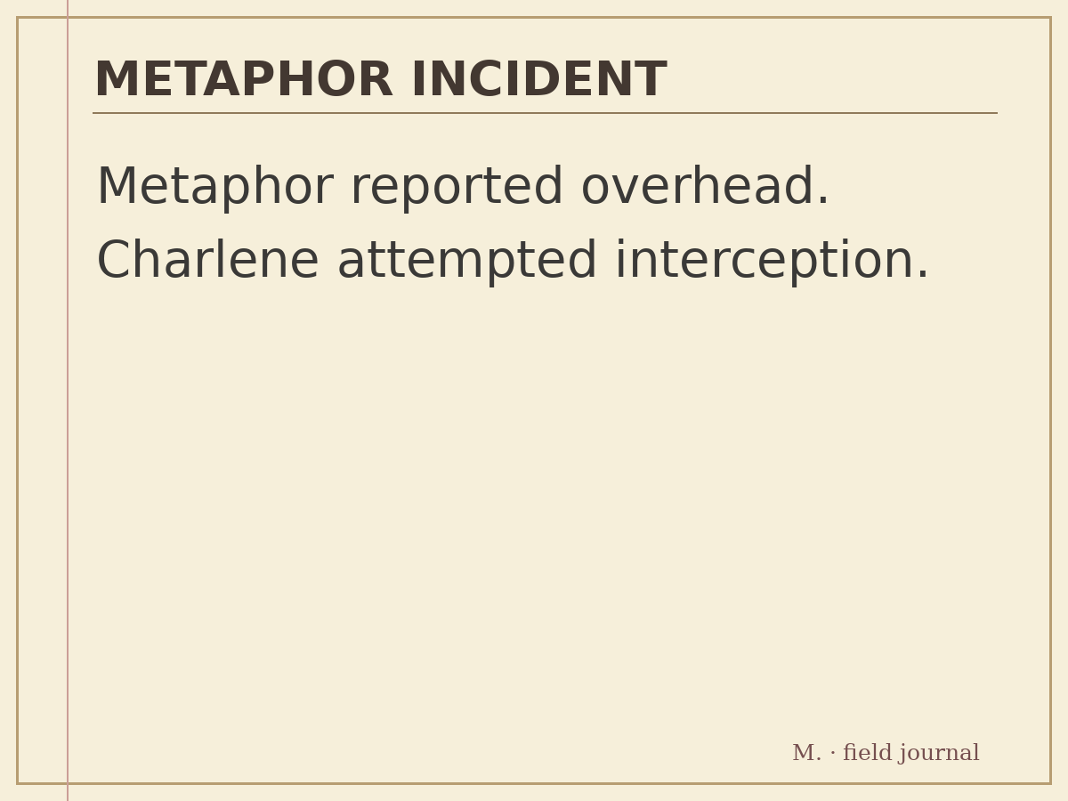 Monty's precise field document: metaphor