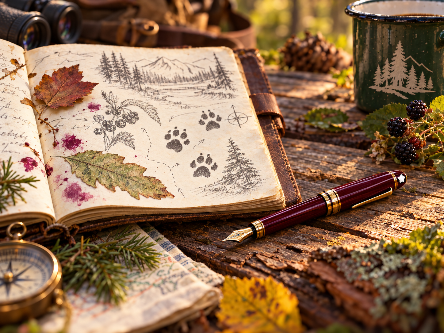 Monty, the burgundy pen, documenting a nature specimen