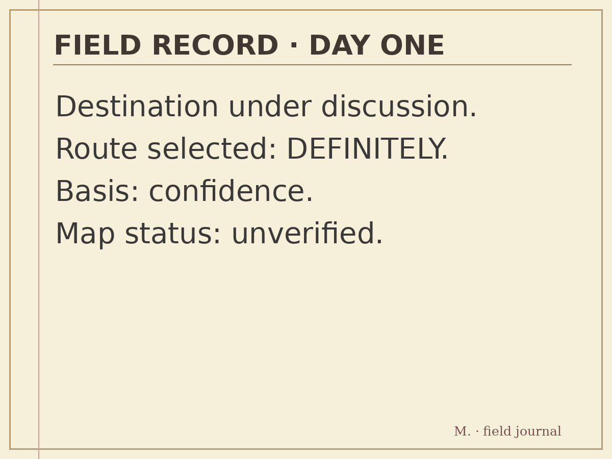 Monty's precise field document: opening